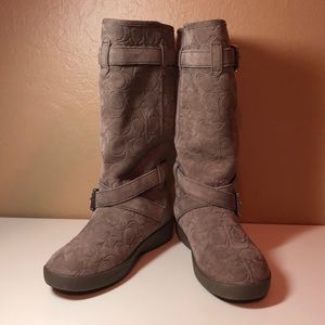 Coach Thelma Suede Feather Gray Boots